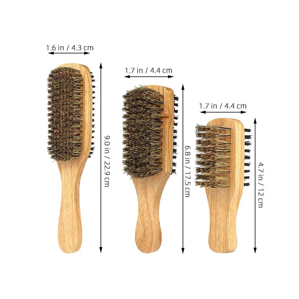 3Pcs Beard Brush Double-Sided Nylon Bristle Mens Mustache Grooming Hair Styling Barber Cleaning Tool Clippers Trimmers
