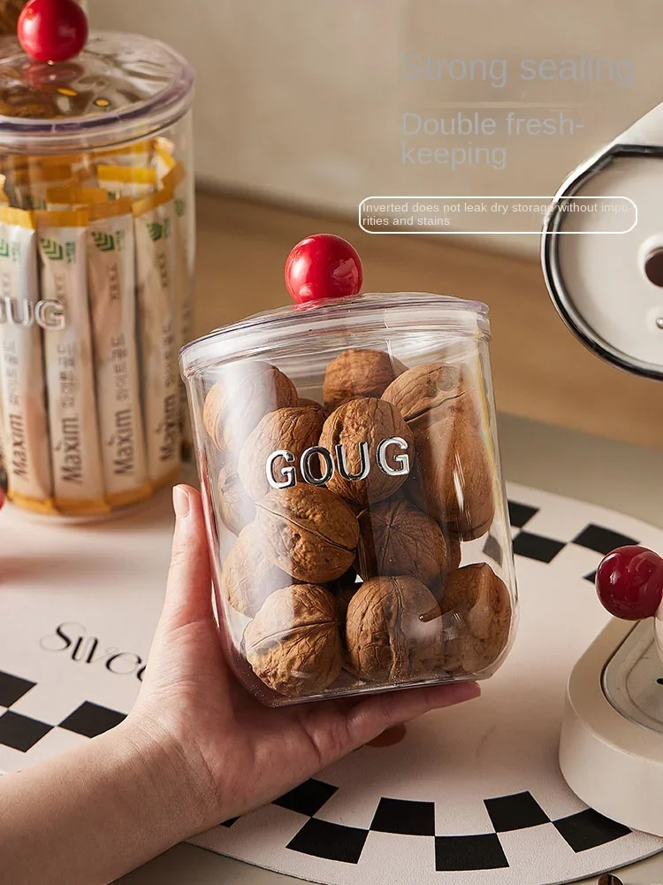 Transparent Multigrain Candy Storage Jar Home Tea Coffee Bean Bottle Red Spherical Simple Nut Food Jar Storage Container Decor