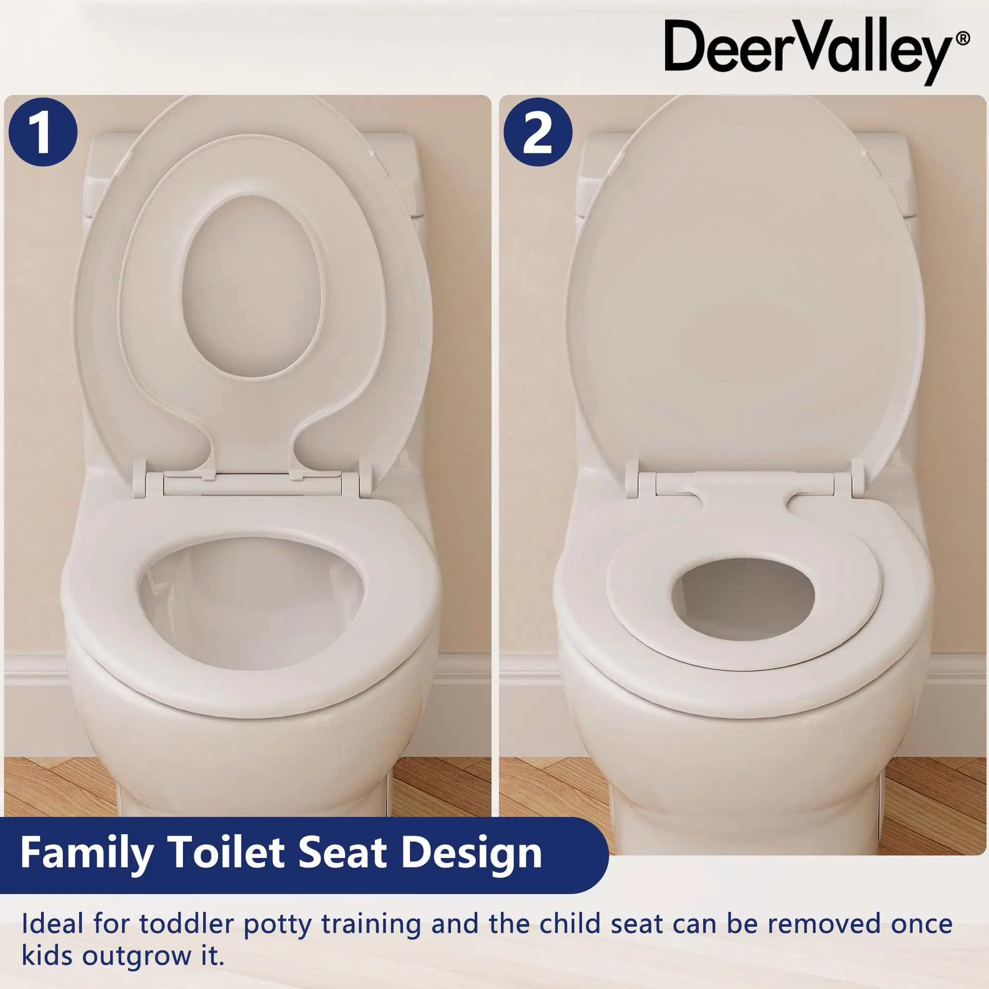 Elongated One Piece Toile Standard Toilet for Bathroom with Potty Training Seat Power Flush 1.1/1.6 GPF Toilet and 12'' Rough-In