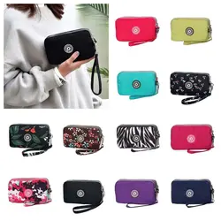 Star Three Layer Coin Purse Portable Letter Leaf Print Flower Wallet Handbag Large Capacity Nylon Simple Money Bag Outdoor