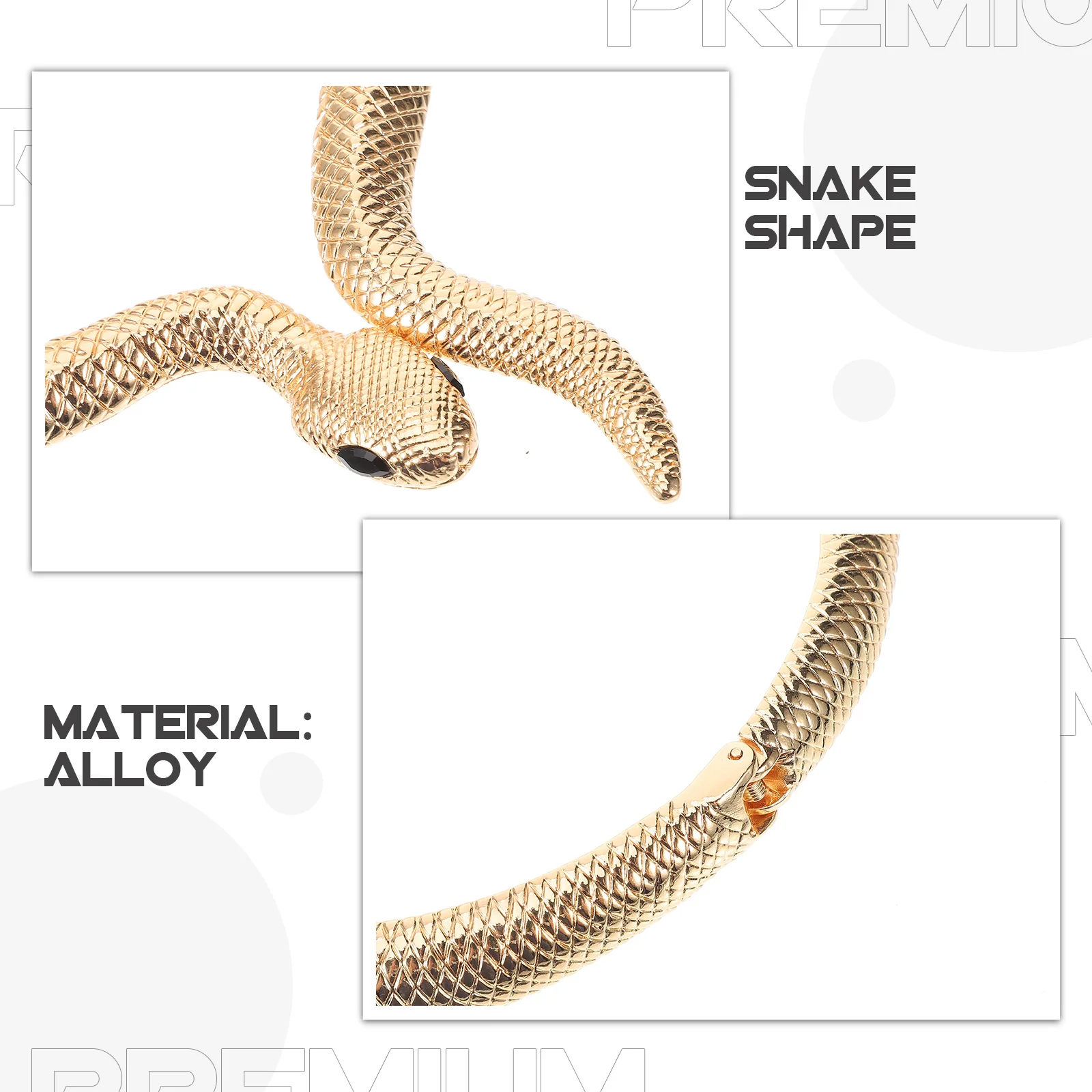 

Women's Vintage Gold Snake Necklace Oversized Alloy Choker Gothic Style Party Jewelry Halloween Gift Snake Shape Decoration