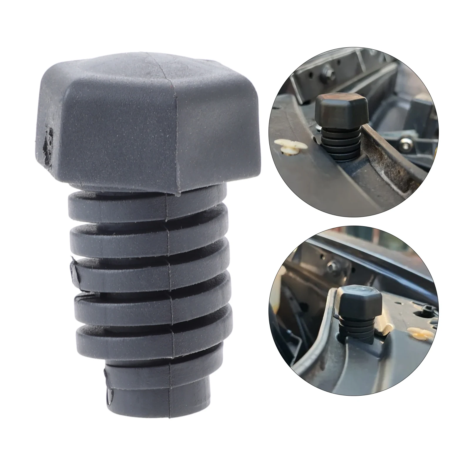 1Pc Black Plastic Car Hood Stop Bumper Adjuster 4696592 53103291 for Dodge Challenger Charger 300 Dart Cherokee 2011-2019 Jeep