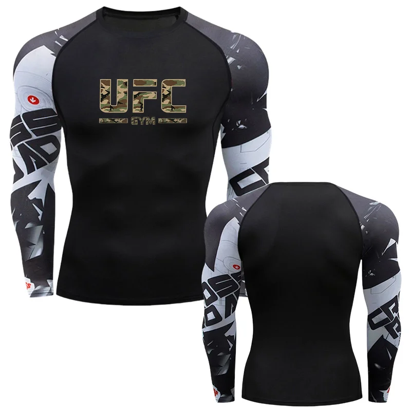 UFC GYM 2026 Popular Men's Printed Short-Sleeve Compression Running T-Shirt — Fitness Training & Jogging Top