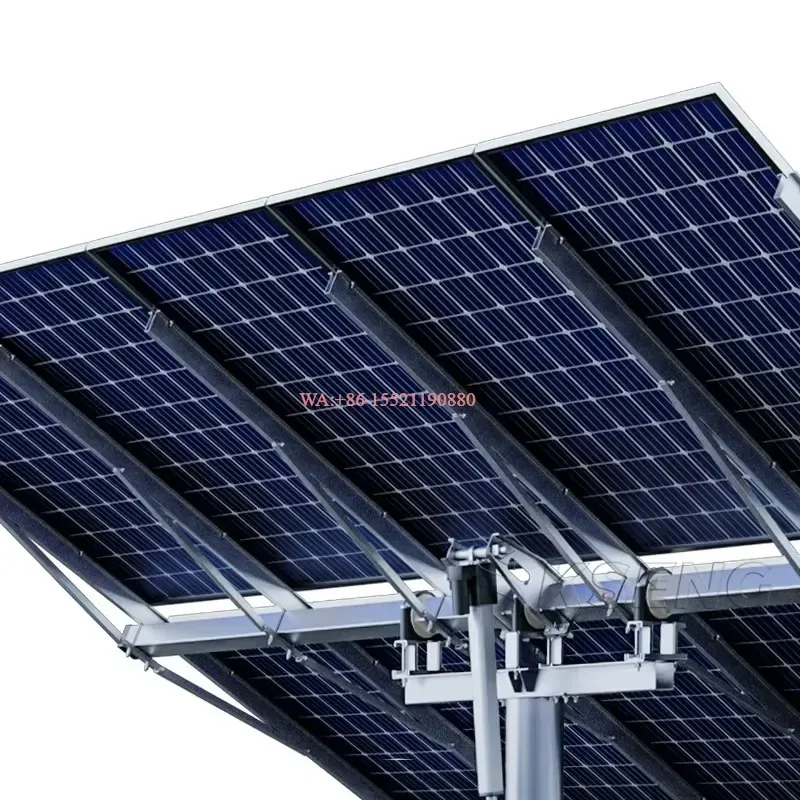 wmwmnu Energy Efficient Single Post Solar Tracking System 6kWp PV Ground Mount Single Axis Solar Tracker 0.5 Accuracy 10 Year