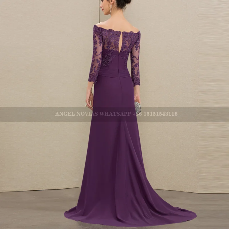 Long Sleeves Purple Mother of the Bride Dresses for weddings Wedding Party Gown vestidos de fiesta elegantes 2024 para boda