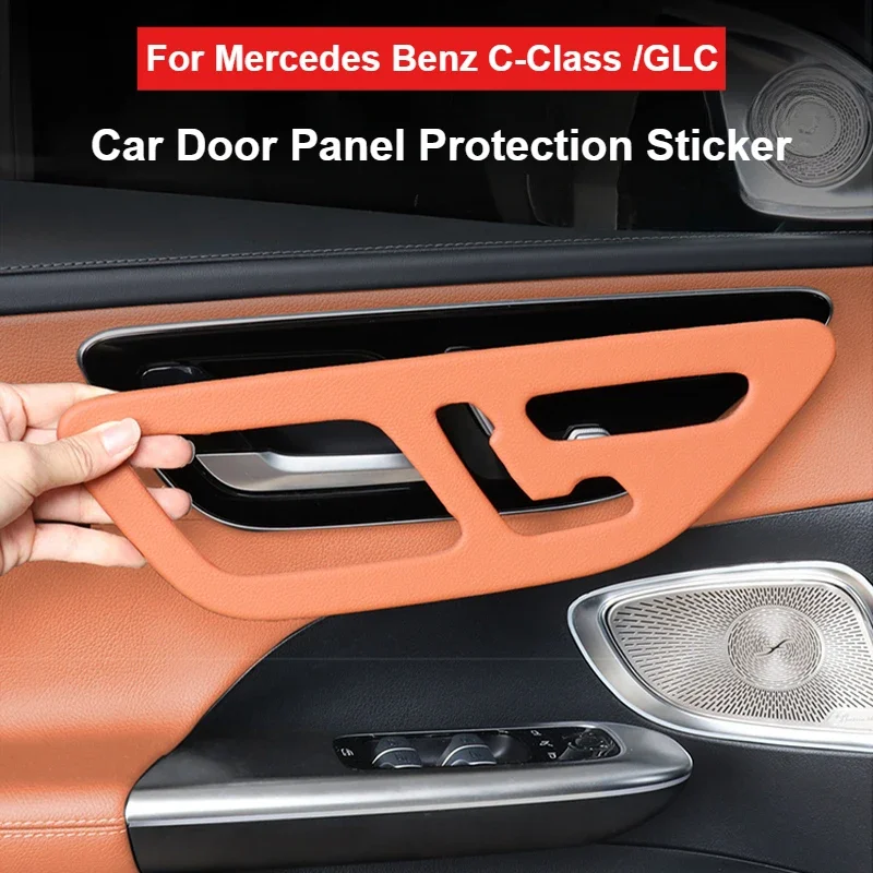 

For Mercedes Benz C-Class C260L EQE GLC 300L 2022 2023 Leather Car Door Panel Protection Frame Car Interior Decoration Stickers