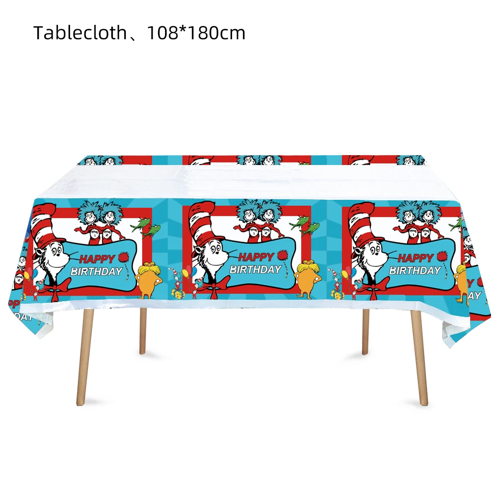 Cat in the Hat Circus Theme Kids Birthday Party Decoration Disposable Tableware Paper Cup Plate Boy Girl Background Supplies