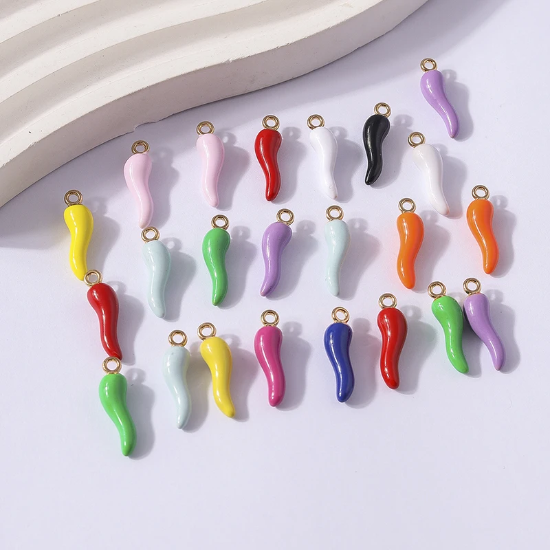 10 Stück 5x19mm süße Bonbonfarben Harz Lebensmittel Pfeffer Chili Charms Anhänger für Schmuckherstellung Tropfen Ohrringe Halsketten DIY Handwerk Geschenk – Detail 15