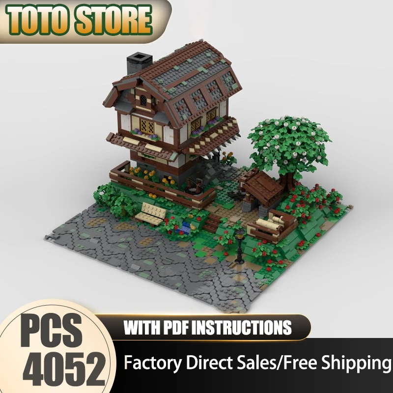 

Средневековая модель замка Moc, строительные кирпичи, кузнечная модель, технология, блок с видом на улицу, игрушка, сделай сам, сборка, рождественские праздничные подарки