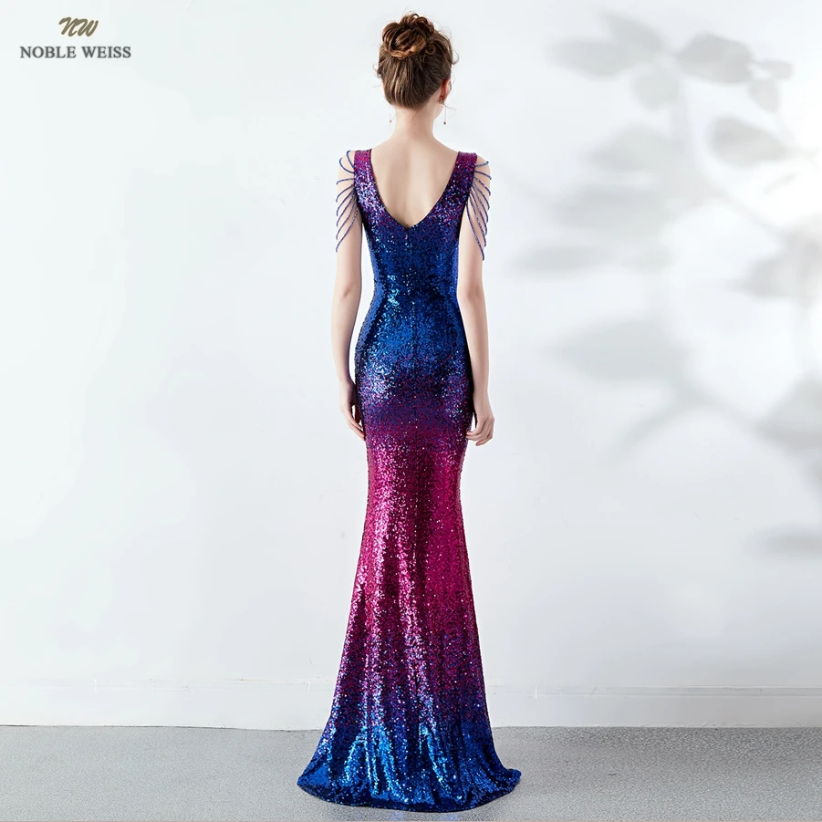 Prom Dresses V-hals Prom Dress Sexy Sequin Vestidos De Gala Zipper Terug Mermaid Floor Lengte Prom Gown