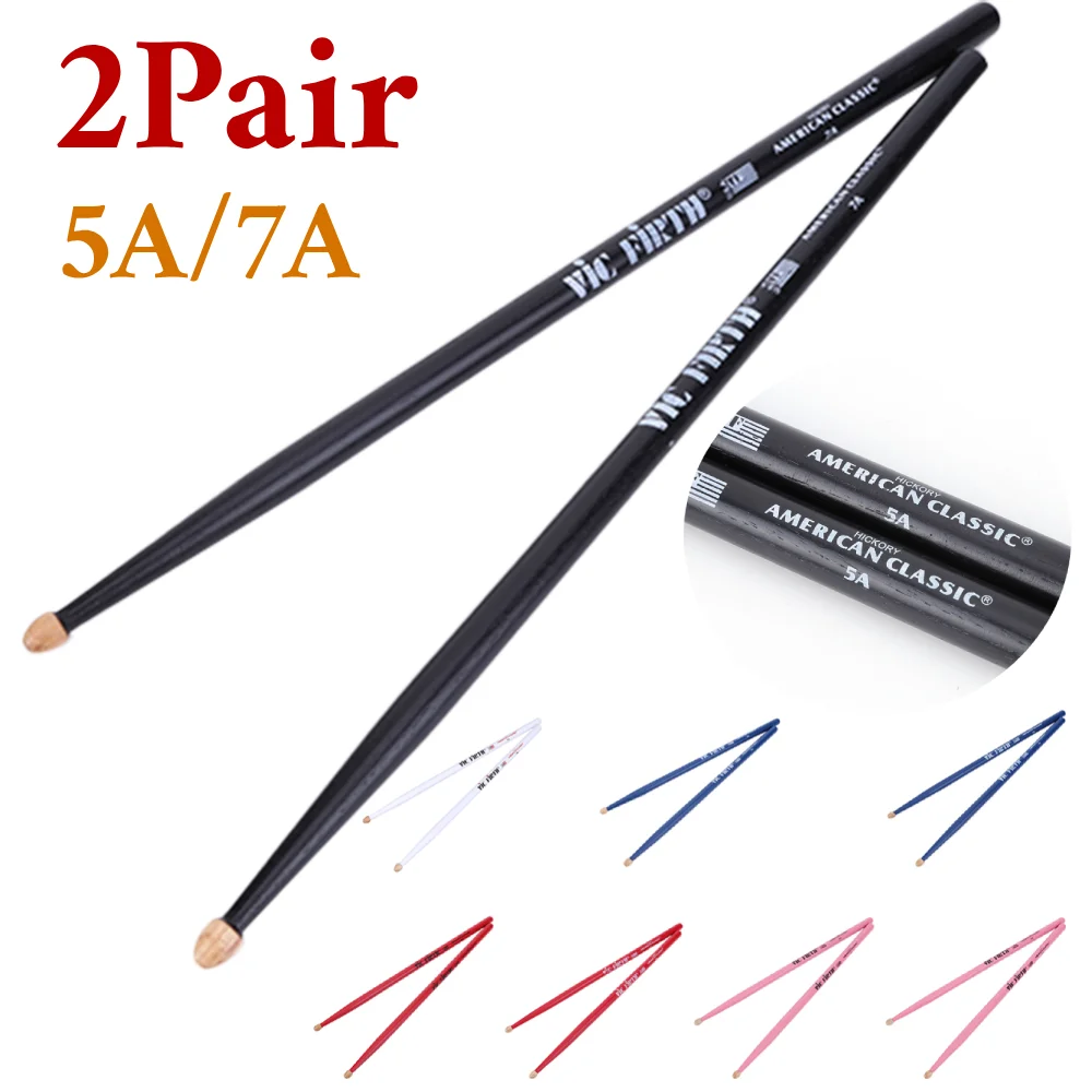 2 Pair 5A Drum Sticks Classic Maple Wood Drumsticks Professional Colorful Drum Stick Percussion Instrument Accessories Drum Set