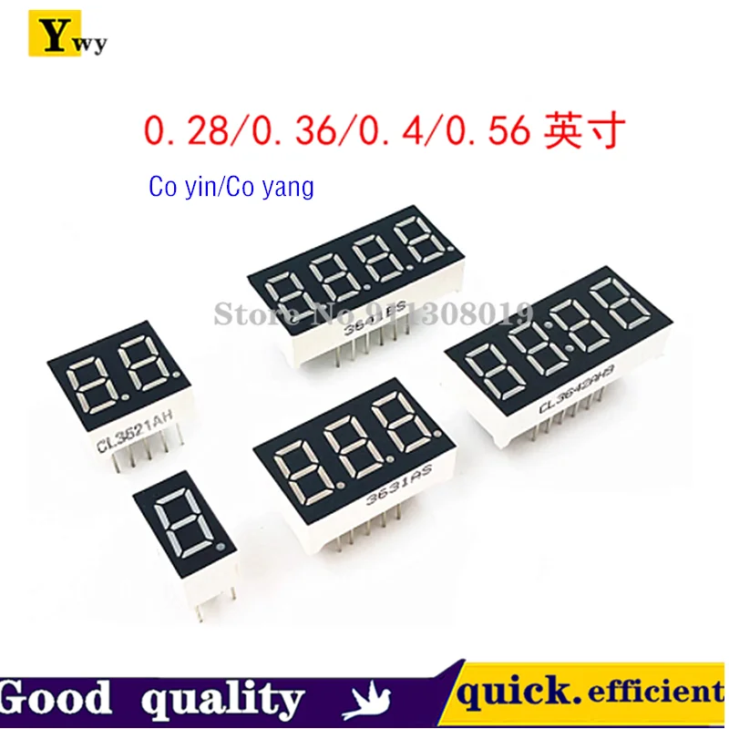 5 unids/lote tubo Digital 0,28/0,36/0,4/0,56 pulgadas 1/2/3/4 bits co negativo/co positivo rojo con reloj