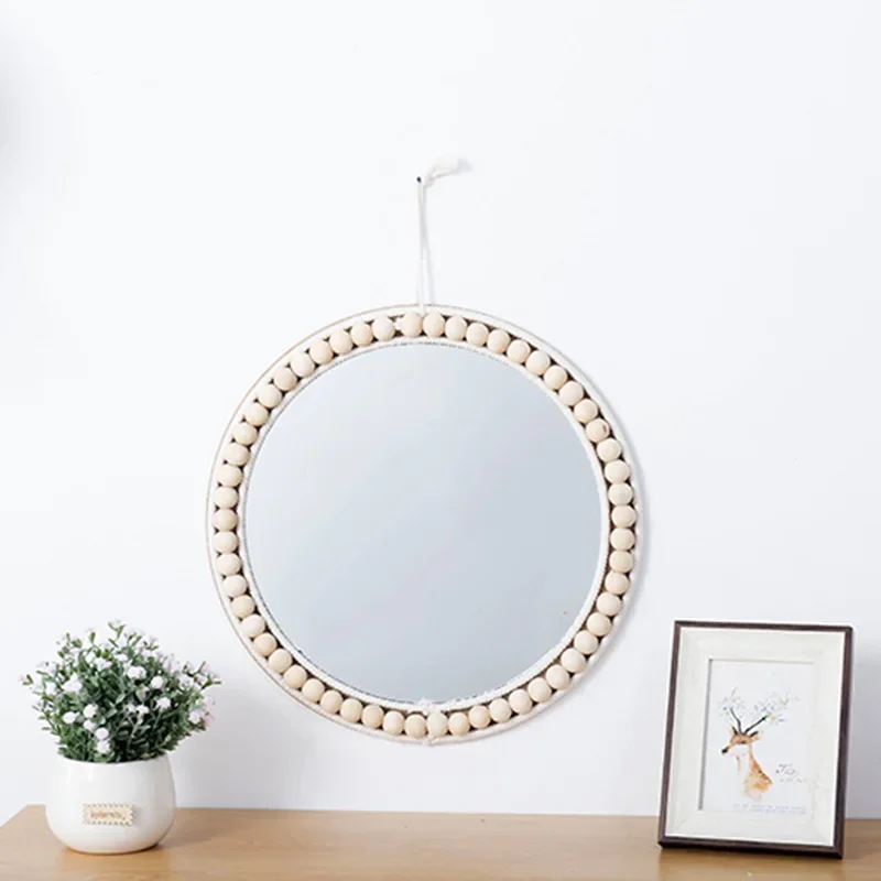 

Desktop Raffia Decorative Mirrors Nordic Mirror Round Based Decorative Mirrors Bedroom Hanging Miroir Mural Ayna Wall Decor