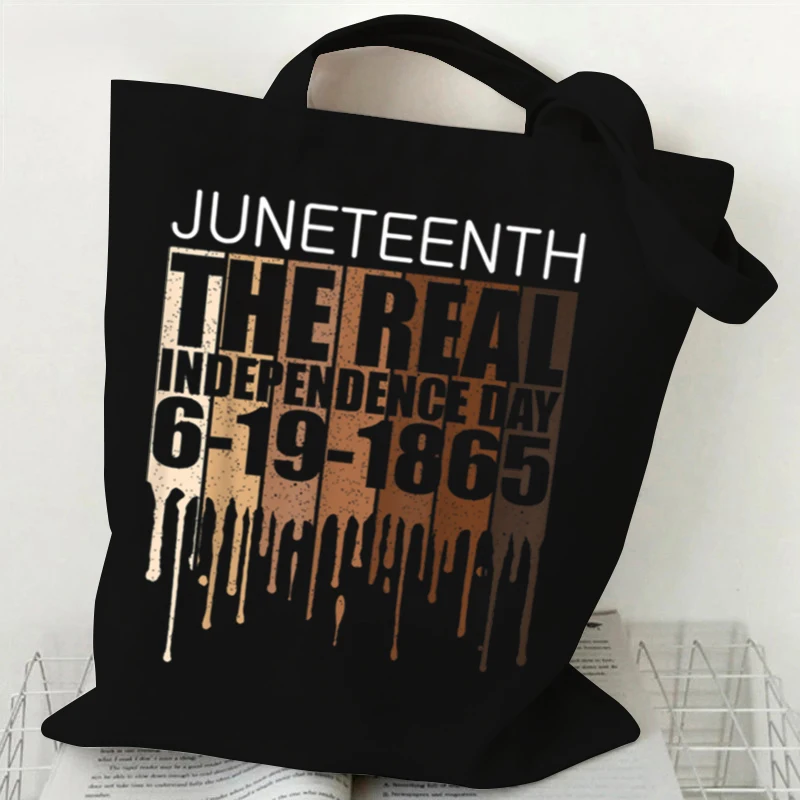 Borsa a tracolla in tela da donna Celebrare borse per la spesa con grafica Juneteenth Borse tote Storia nera Borse con stampa Dream Like Martin