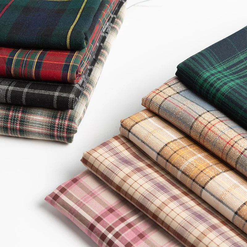 Plaid Fabric By The Meter for Clothing Dresses JK Skirts Shirts Sewing Winter Pleated British Style Polyester Cotton Twill Cloth