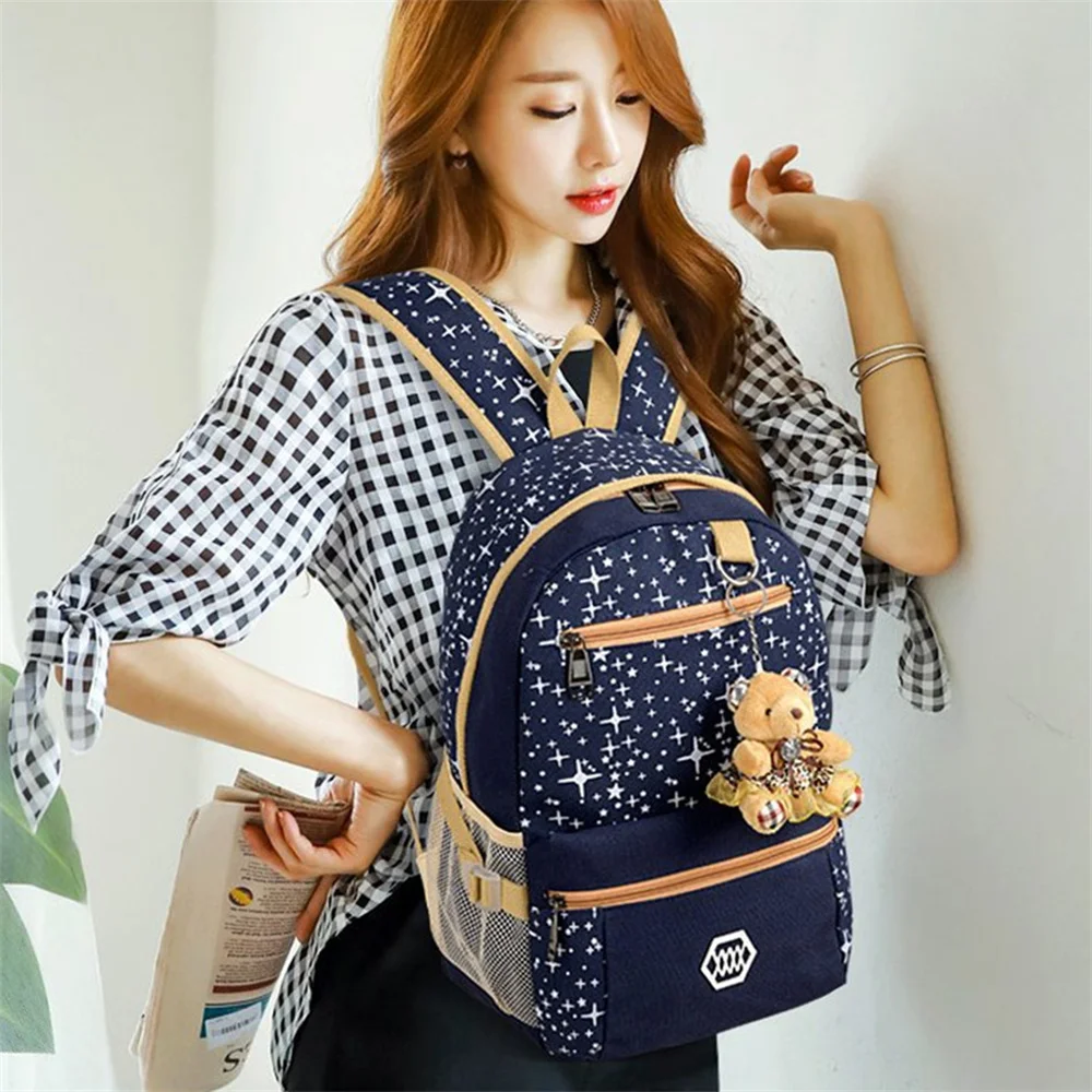 3 Set Canvas Backpacks Children Schoolbag Printing Women School Bags For Girls Boys Teenagers Mochila Travel Bag Child Kids Bags