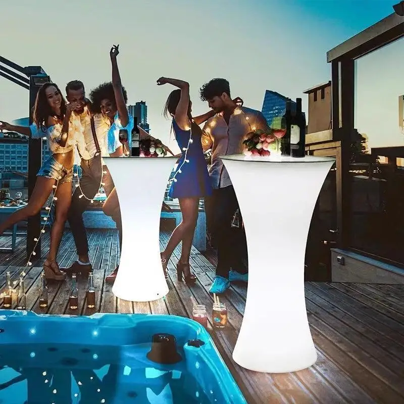 Modern 5-Piece RGB LED Bar Table Set with Remote Control Home Bar Furniture with Stools for Gaming Room Party Decor