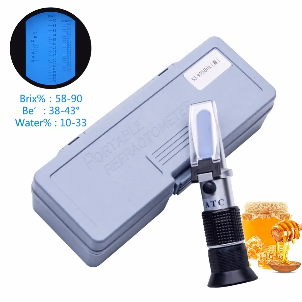 Yieryi Bee Baume Honey Refractometer ATC Portable Tester - 58~90% Brix, 38~43 Bee Baume Honey, Moisture 12-27% - Perfect for Bee