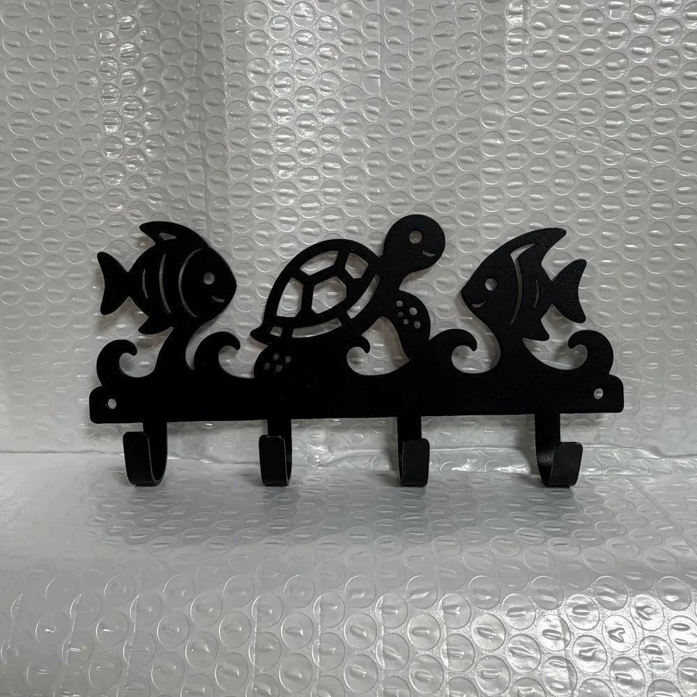 CIFBUY Coastal Turtle Metal Wall Art Key Holder Waterproof Durable Iron Craft Decor For Entryway Bathroom Home Interior Gift