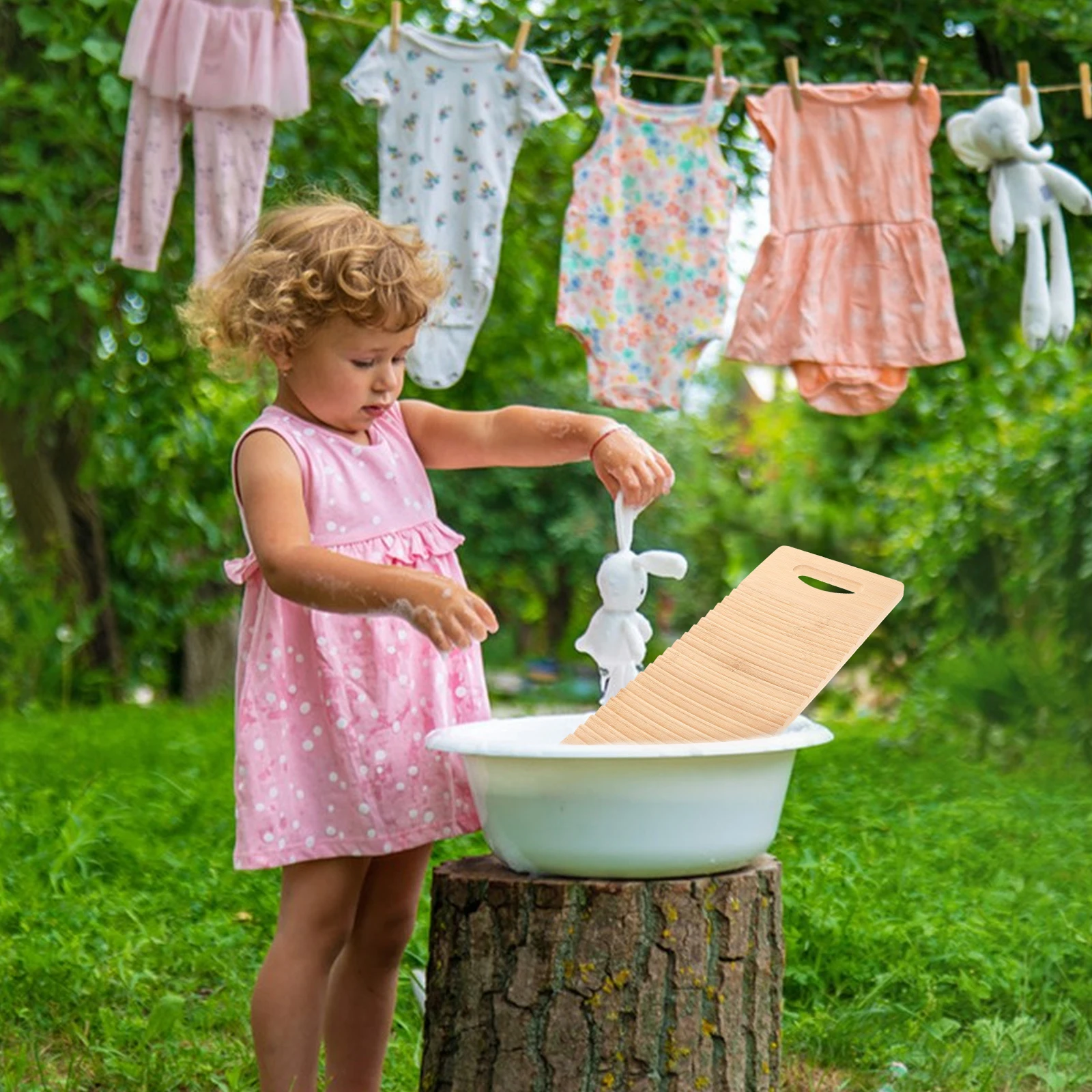Mini Wood Washboard For Kids Handwashing Clothes Scrubbing Board Portable Laundry Tool Small Travel Outdoor