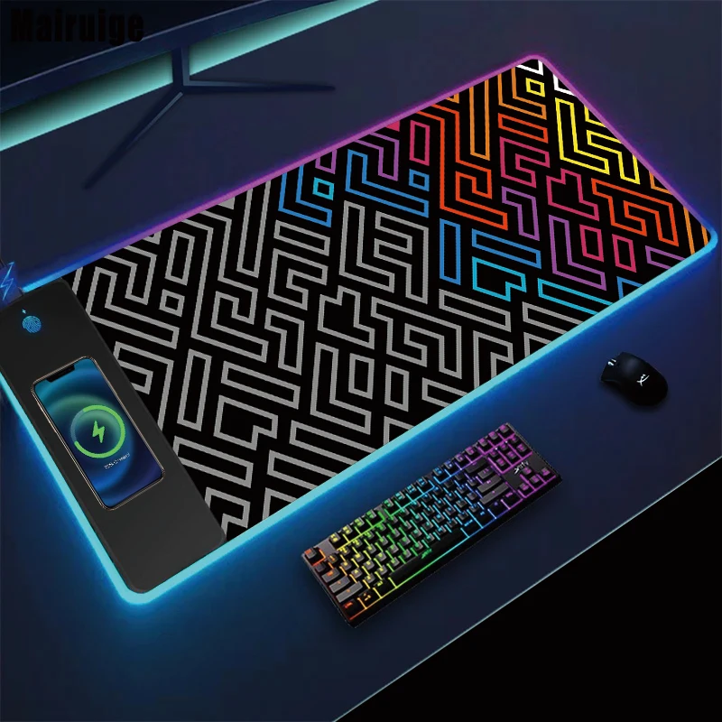 

RGB Wireless Charging Mousepad Gamer 900x400 Office Carpet Xxl Gaming Mats Deskmat Computer Mouse Pad Setup Gamer Table Cushion