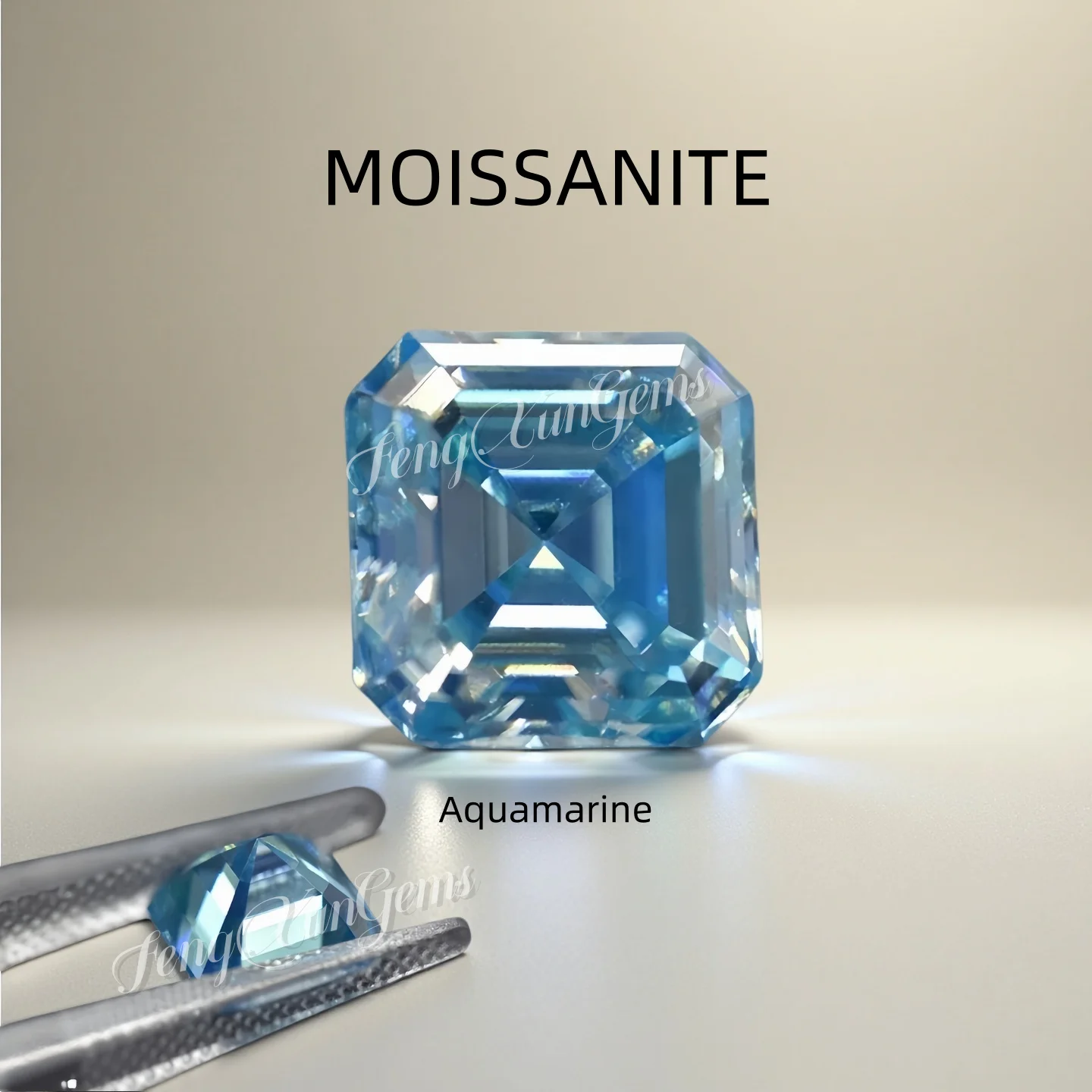 

Loose Moissanite Stones vvs1 Aquamarine 0.5~7ct Shining Fine Jewelry Lab Gems with Certificate Asscher Excellent Cut