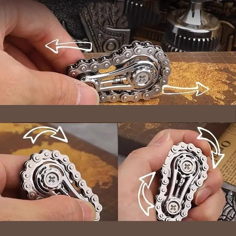 Gyro fidget dedo voando pinos anti-stress spinner ansiedade metal correntes de bicicleta mecânica edc spinner sacos para adulto criança