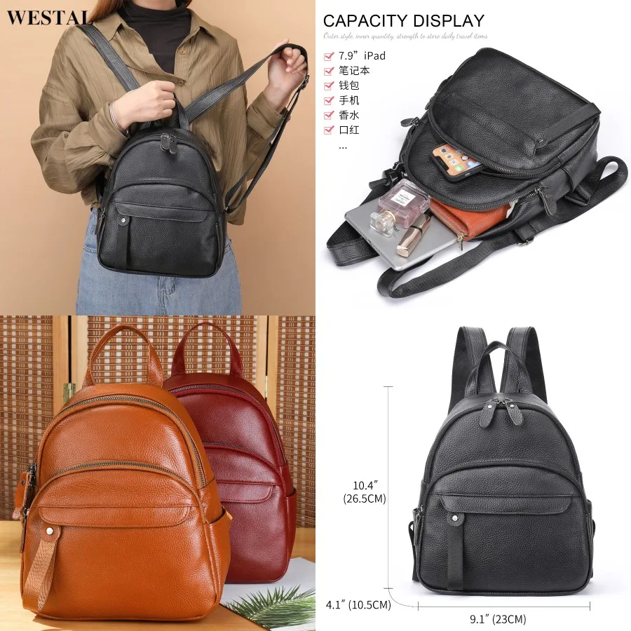 

【New style】WESTAL genuine leather shoulder bag for women new style niche all-fashion large-capacity top layer cow leather women