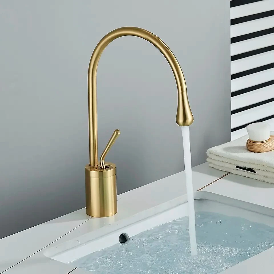 Stainless Steel Bathroom Basin Faucet Household Hot and Cold Mixer Tap Single Handle Splash Proof Faucet Deck Mounted