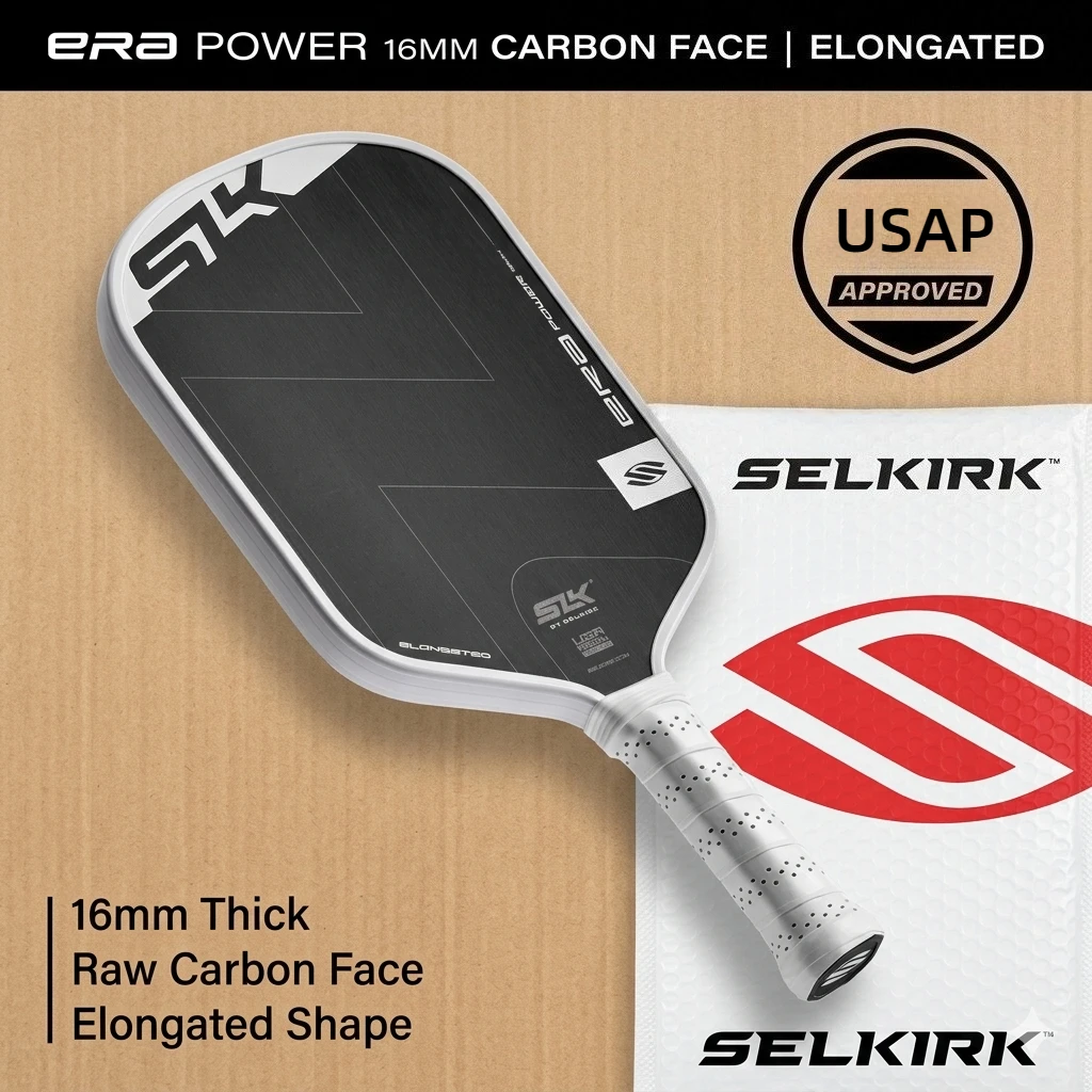 

SLK ERA Power 16mm Pickleball Paddle USAP Approved Carbon Fiber Hybrid Face High Spin Large Sweet Spot for Training Competition