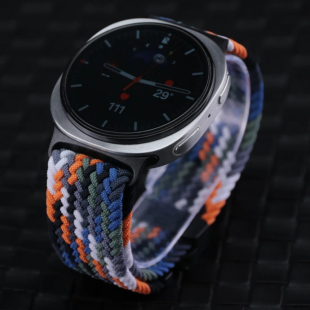 สายนาฬิกาแบบถักสำหรับ Samsung Watch 8 40 มม. 44 มม./8 Classic 46 มม. หัวเข็มขัดแบบร่มชูชีพ สายไนลอนสำหรับ Galaxy Watch Ultra 47 มม. 2025