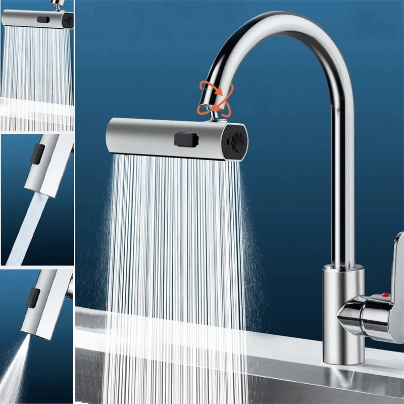 New Waterfall Kitchen Faucet Waterfall Bathroom Faucet Universal Swivel Faucet 3 in 1 360° Swivelling Waterfall Kitchen Tap