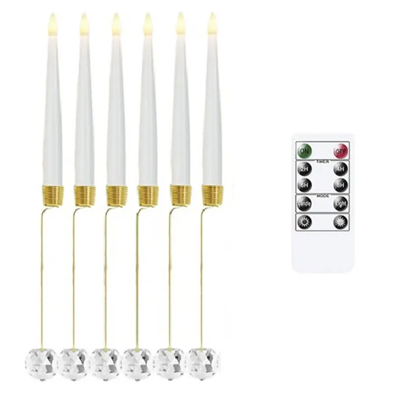 AB41-Flameless LED Candles 6 Pieces, Christmas Tree Ornaments, Indoor Festive Decorations, Warm Light Candlesticks