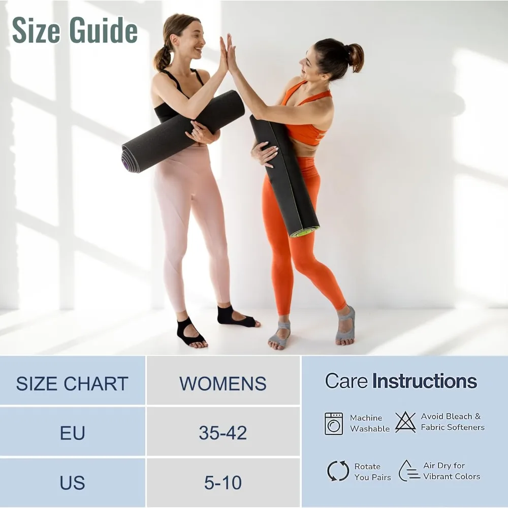 Yoga Socks for Women Non-Slip, Toeless Grippy Pilates Workout Socks, Breathable Dance Fitness Socks with Grip Bottom