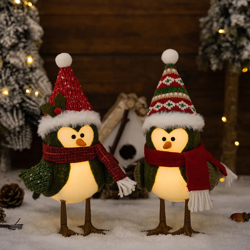 

Christmas Decorations Light Up The Bird Creative Desktop Decor Scene Layout Children's Gift Merry Christmas Tree Decorations