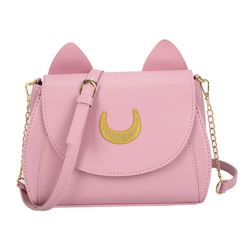 2023 New Sailor Moon Women Handbag Cat Ear Shape Chain Shoulder Bag PU Leather Creative Laides Messenger Crossbody Small Bag