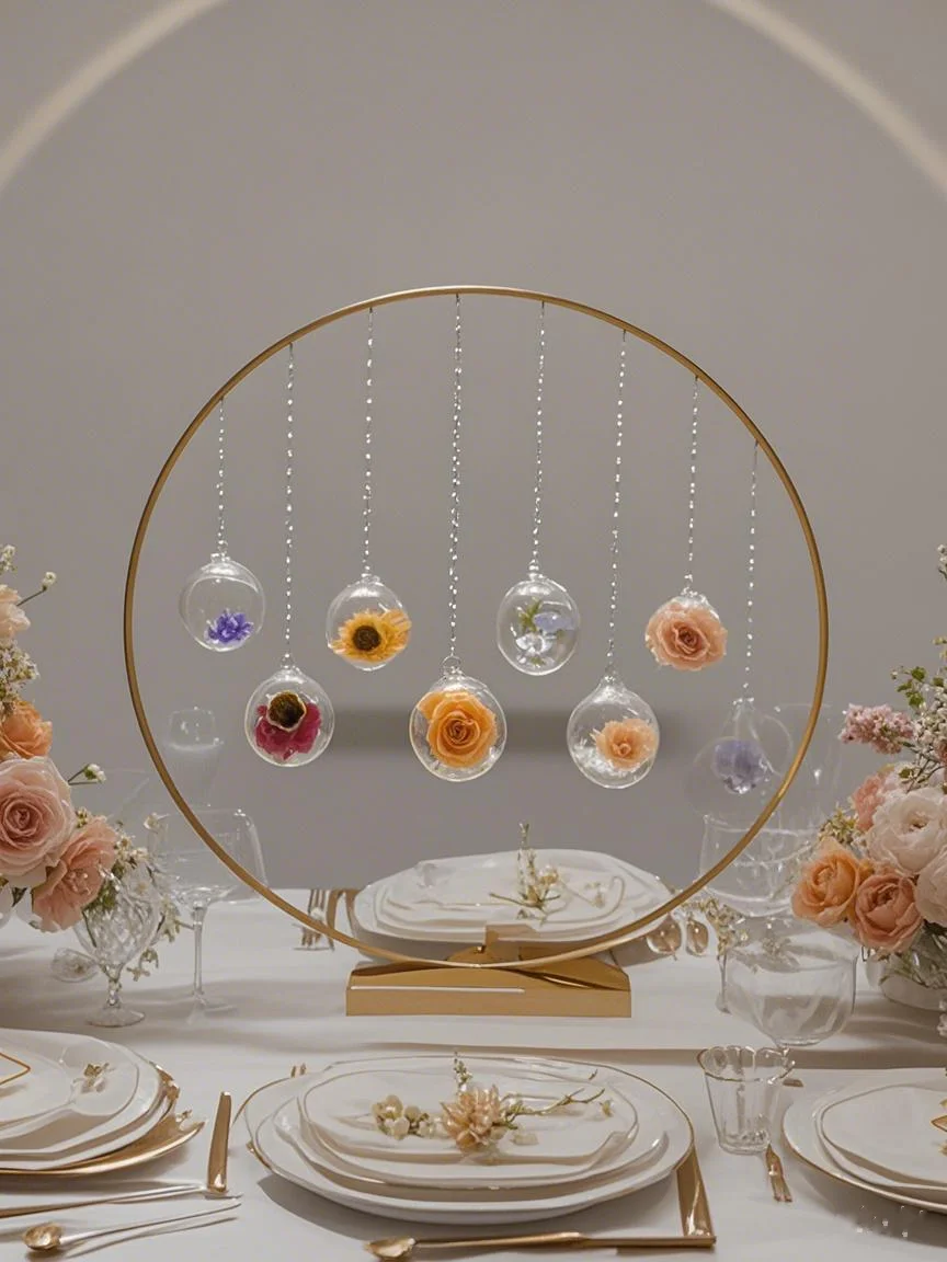 

5pcs10pcs Discount Wedding table centerpiece golden metal arch circle ring wedding party decoration