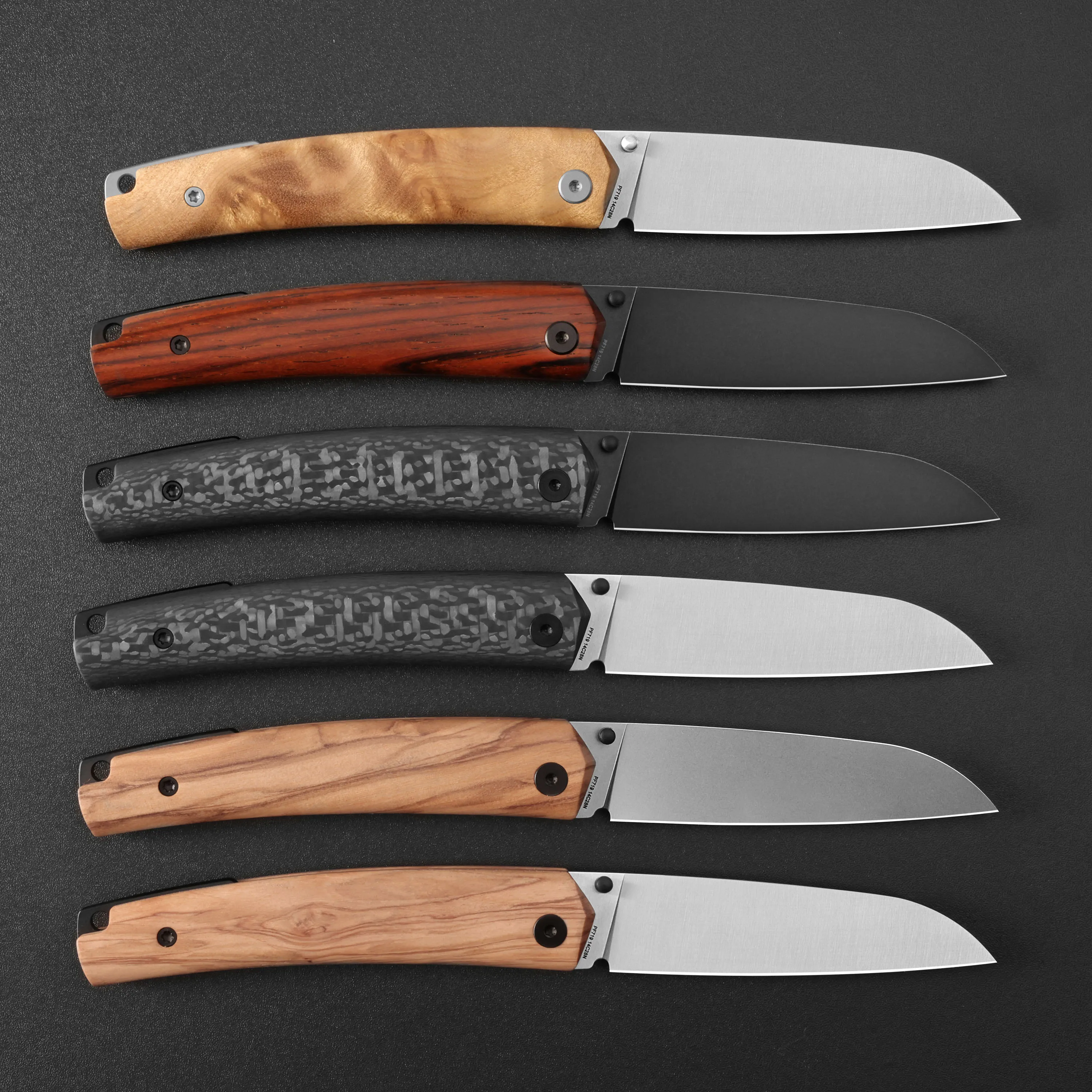 Petrified Fish PF719 Folding Knife Satin Blade Ball Bearings Knife 14C28N Steel Wooden Handle Outdoor Camping Pocket Tool EDC