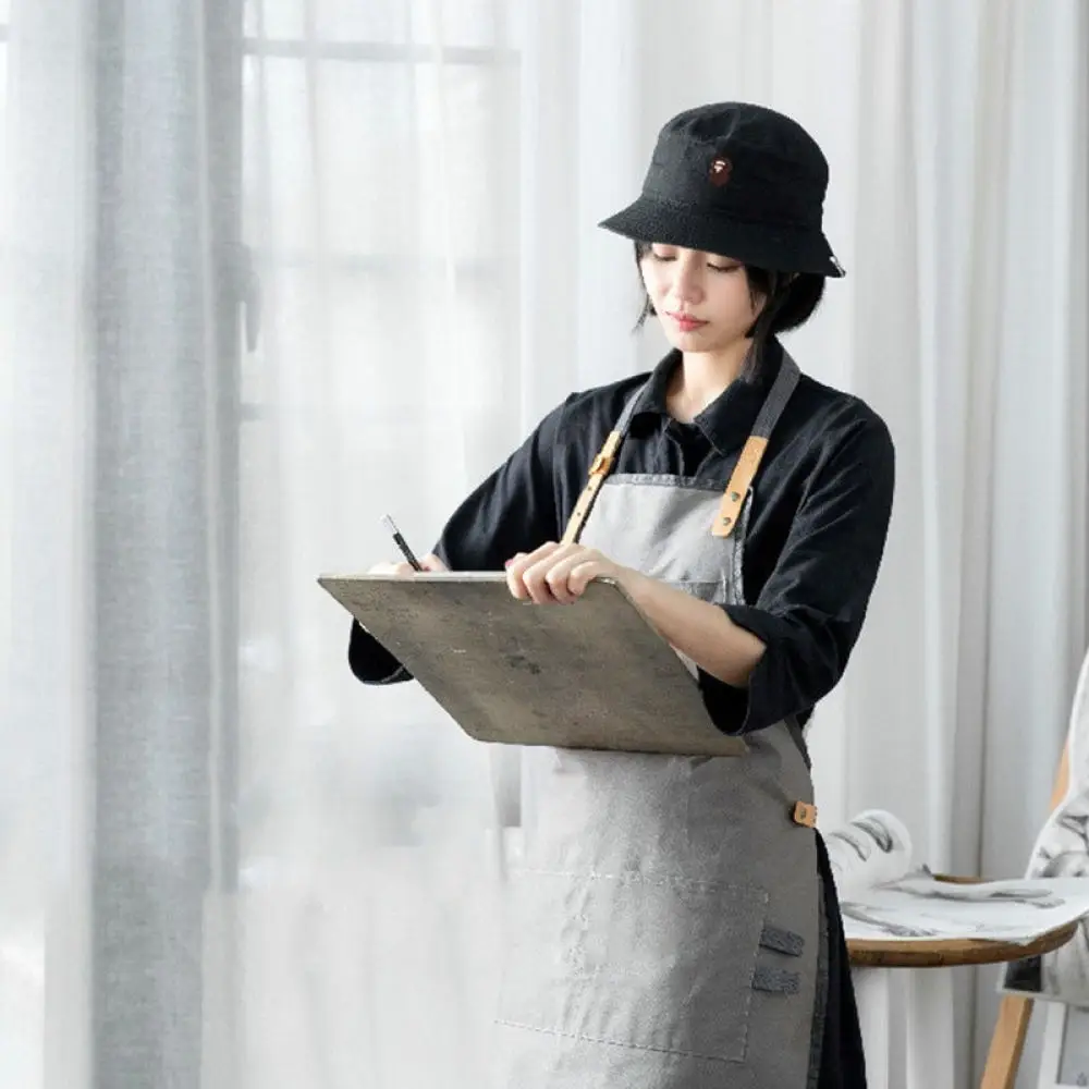 Japanese Style Apron Waterproof Oilproof Professional Workwear For Coffee Shop Waiter Painter Art Studio Kitchen Cooking Bib