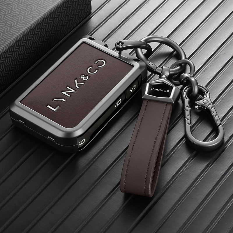 Zinc Alloy Car Key Fob Cover Shell Keychain For Lynk & Co 01 03 05 06 08 Smart Remote Key Full‑wrap Anti‑scratch Auto Accessorie