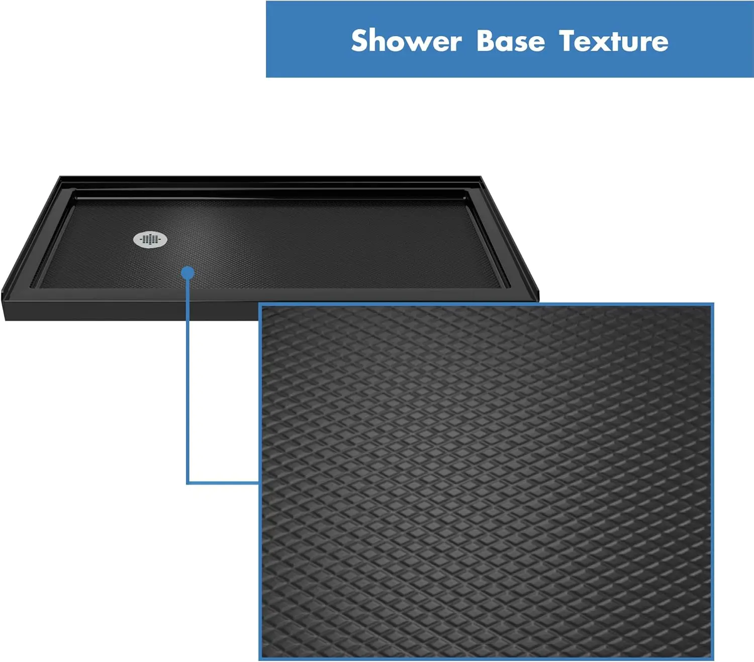 SlimLine 30 in. D x 60 in. W x 2 3/4 in. H Left Drain Single Threshold Shower Base in Black, DLT-1130601-88