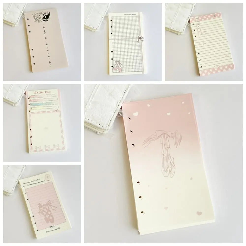 50Sheets A6 Loose Leaf Refill Paper Goose Bowknot Inner Refill Spiral Binder Paper 6-hole Ballet Shoes