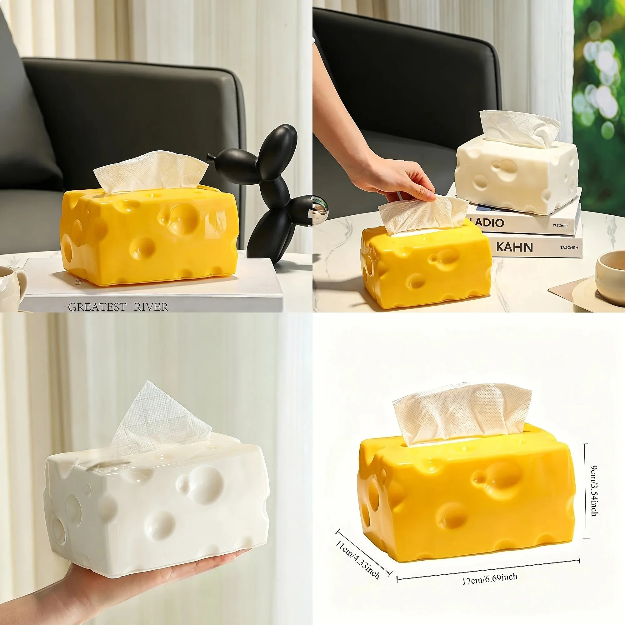 Cheese Shaped Tissue Box Cover, Napkin Holder and Multifunctional Desktop Tissue Dispenser, for Living Room, Bedroom, Kitchen
