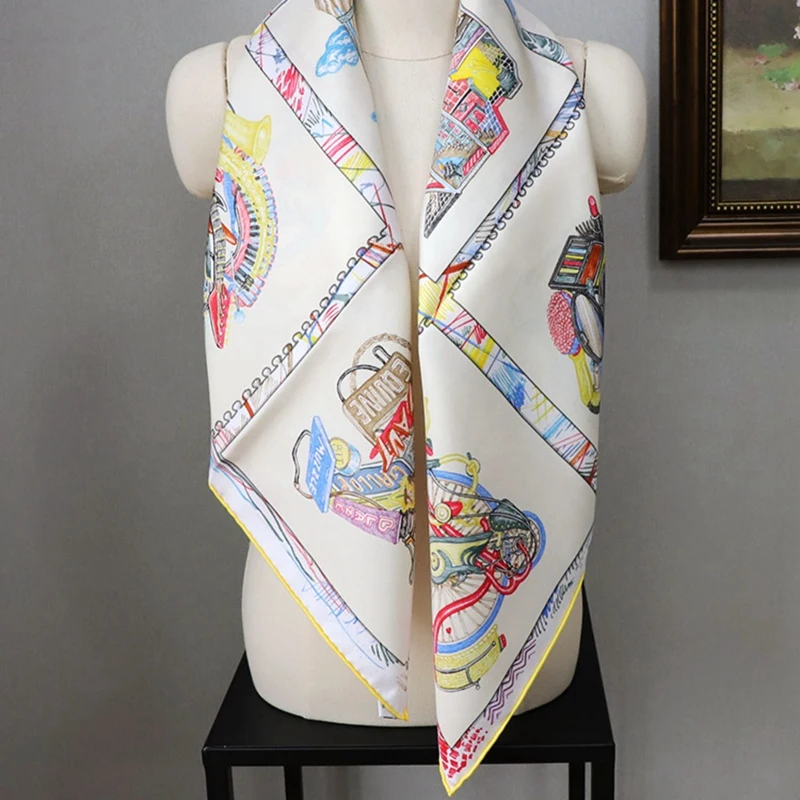 Luxury 100% Silk Scarf Shawl 90 Silk Bandana Scarves Wraps Neckerchief Unique Design 18mm