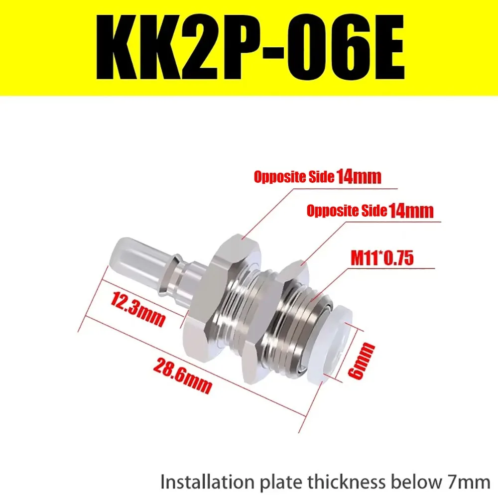 

1Pcs KK2P/KK2S-04H-06H-04E-06E Tracheal Quick Connector Pneumatic One-way Quick Coupling Brass PU Tube Pipe Joint