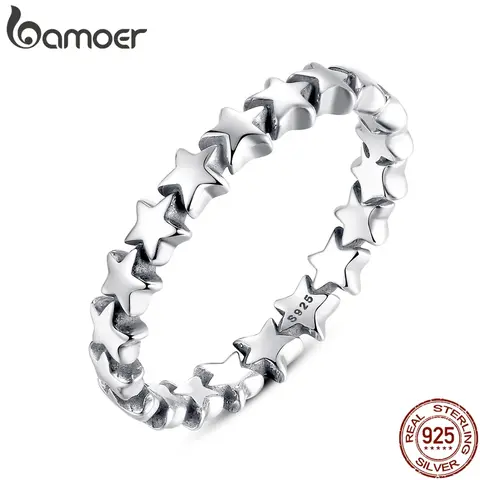 Silver Star Wedding Ring bamoer