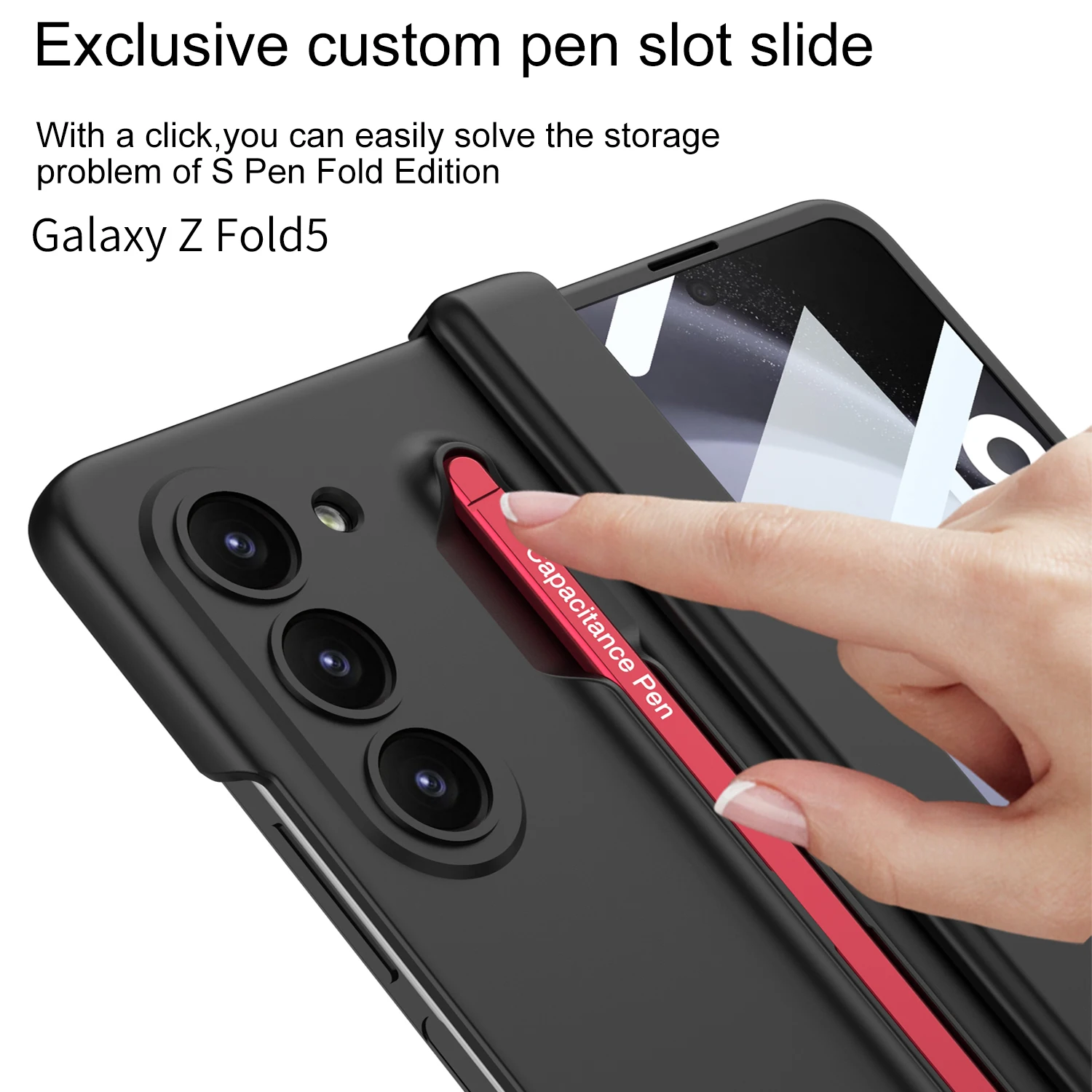 For Samsung Galaxy Z Fold 5 Case Skin-feeling Matte Magnetic Folding Hinge With Colorful Pen Slot Tempered Film Shockproof Cover