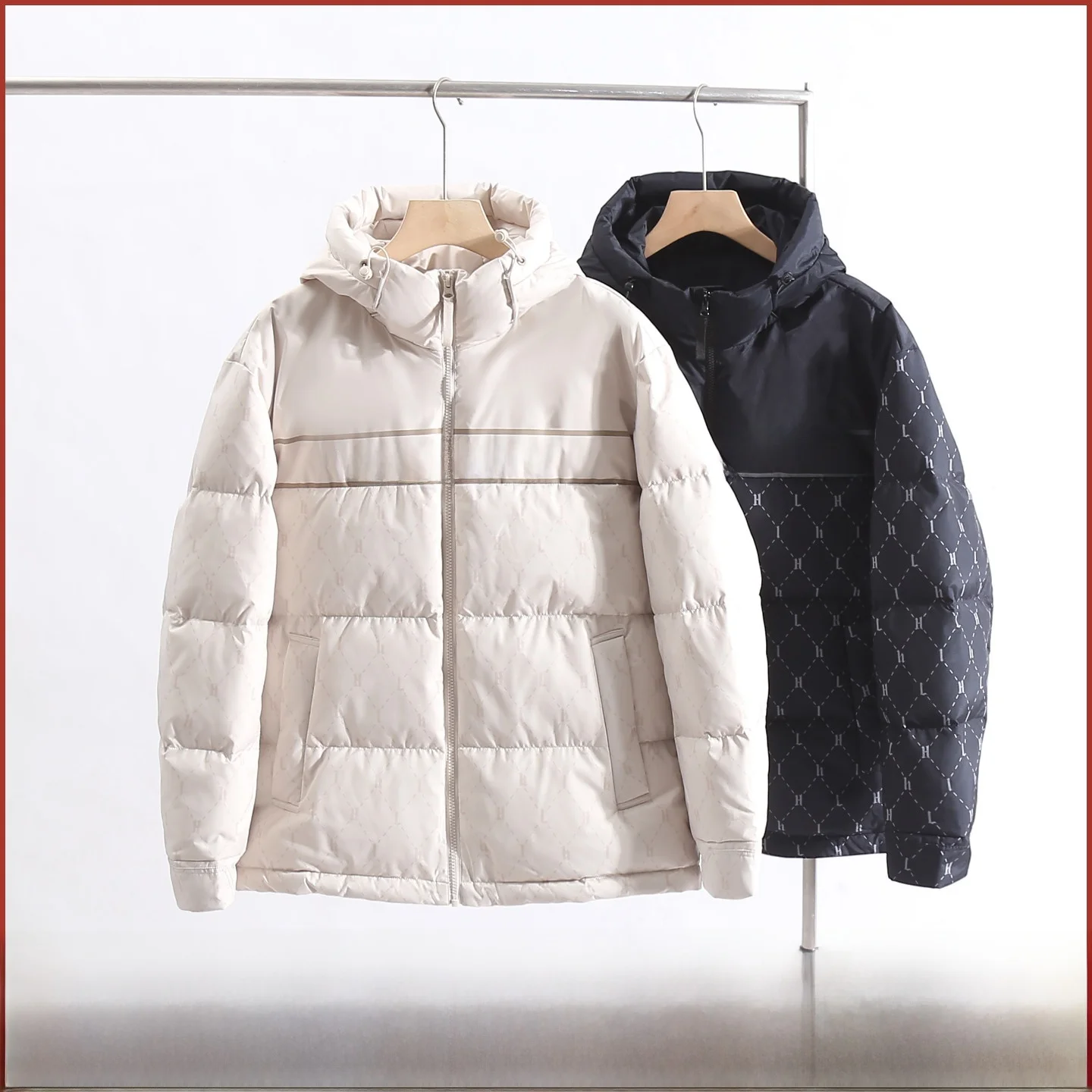 في الهواء الطلق مستوى الشتاء الرجال أسفل Jaet 90% أسفل مبطن يندبروف طارد المياه الدفء الشباب Faion طول منتظم مقنعين #1