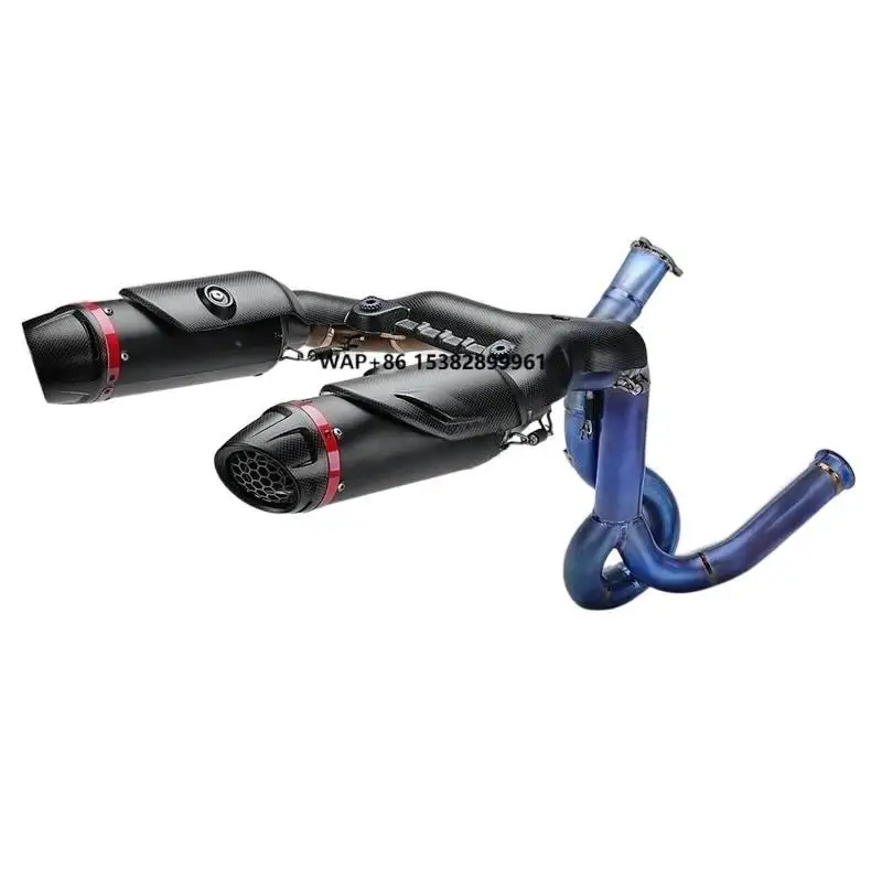 

NlkHanm Duca V2/V2S Motorcycle Full Titanium Exhaust System High-Position Dual Muffler Black