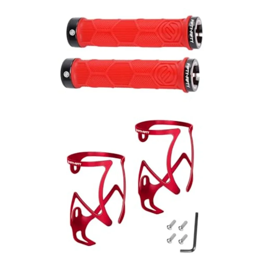 

Double Lock-On Mountain Bike Grips Bicycle Handlebar Locking Grips Non-Slip MTB Handle Bike Water Bottle Holder Aluminum Alloy